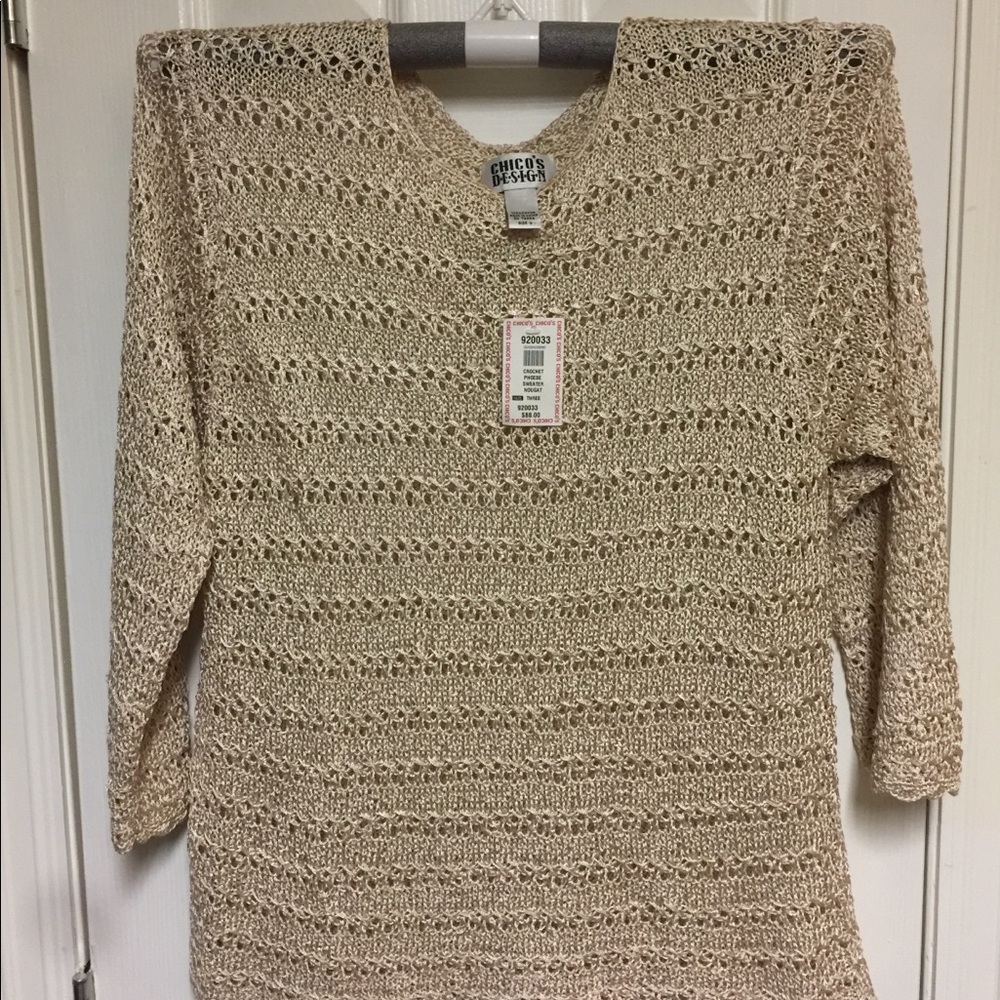 Chico’s Phoebe Crochet Sweater in size 3